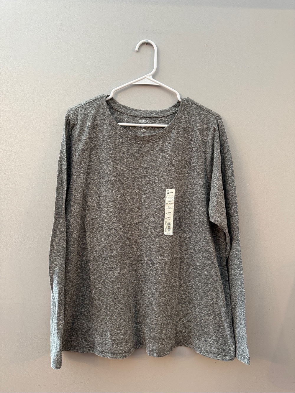 Sonoma XXL Heather Gray Long-Sleeve Crewneck T-Shirt - super soft
